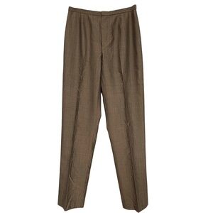 pants vintage DANA BUCHMAN brown 6P wool 65% straight leg flat front classic